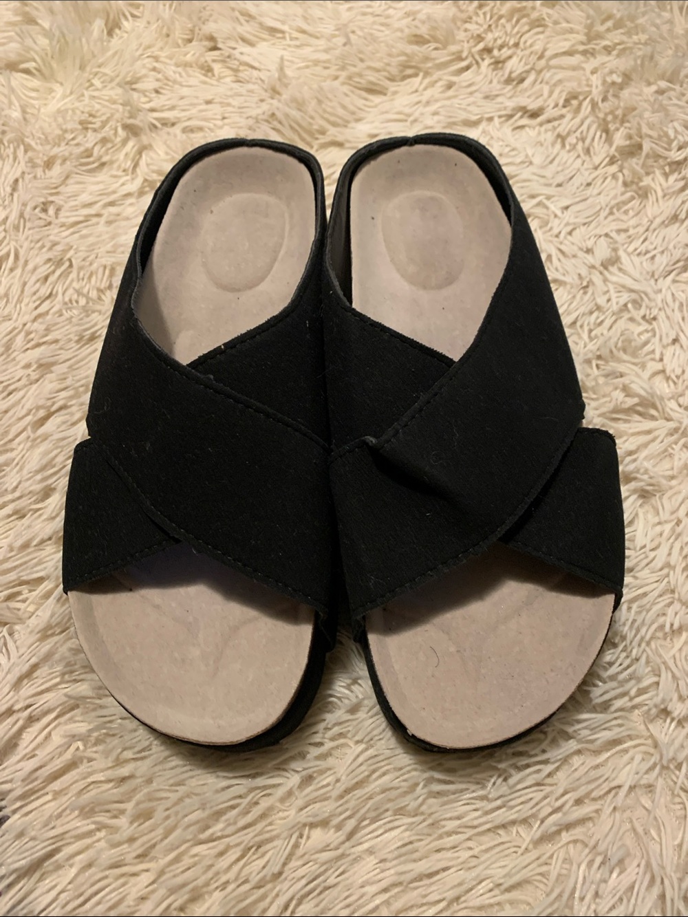 Black size 9 Crisscross Slide Sandals